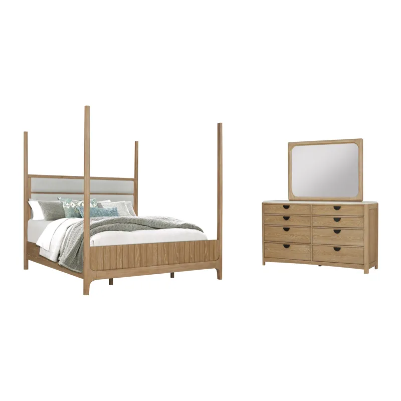Escape Bedroom King Poster Bed with Dresser and Mirror