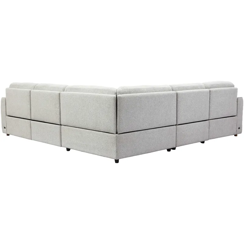 Julianna Crisp Taupe 5 Piece Power Reclining Sectional with Power Headrests
