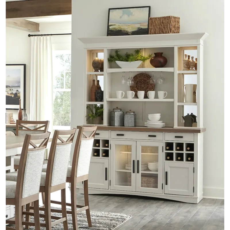 Americana Modern Dining 69 inch Buffet and Hutch with Quartz Insert