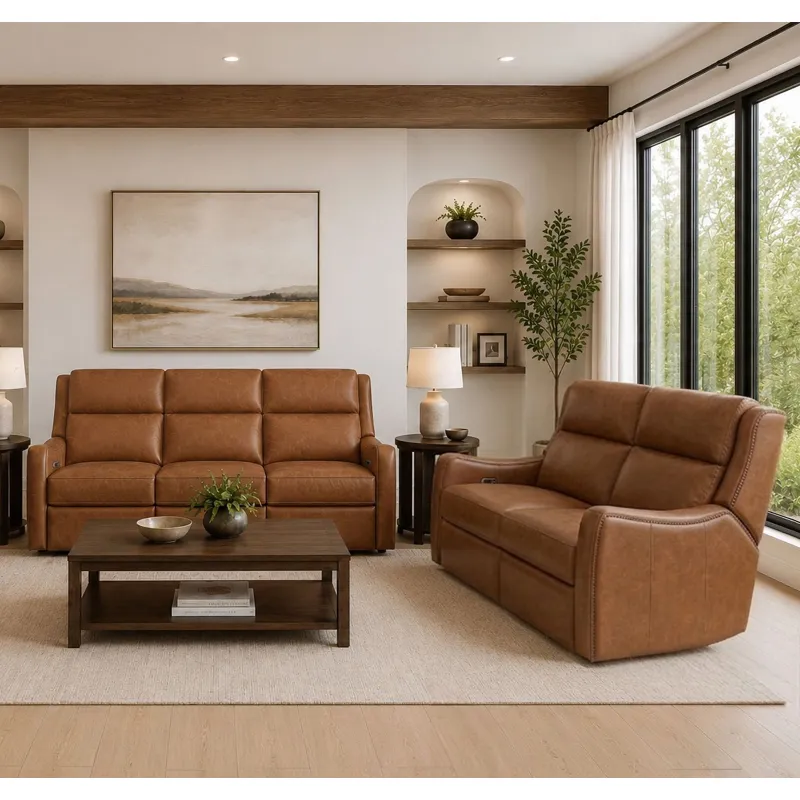 Channing Renaissance Cinnamon Power Zero Gravity Sofa and Loveseat