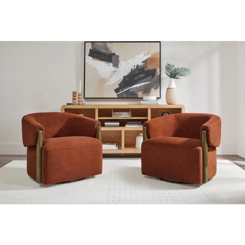 Finley Island Rust Swivel Accent Chair Two Pack