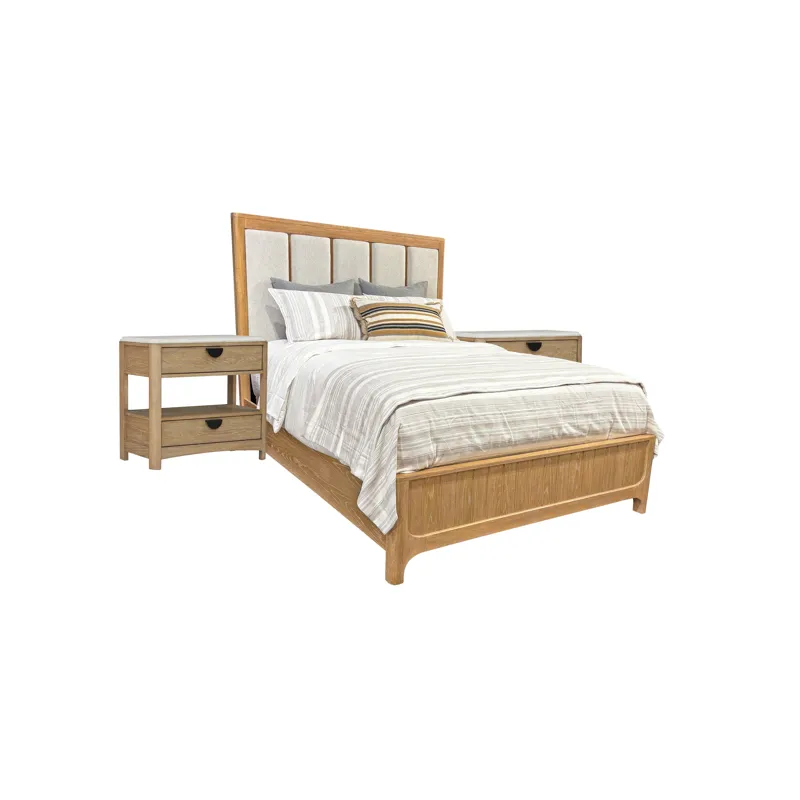 Escape Bedroom King Panel Bed with 2 Nightstands