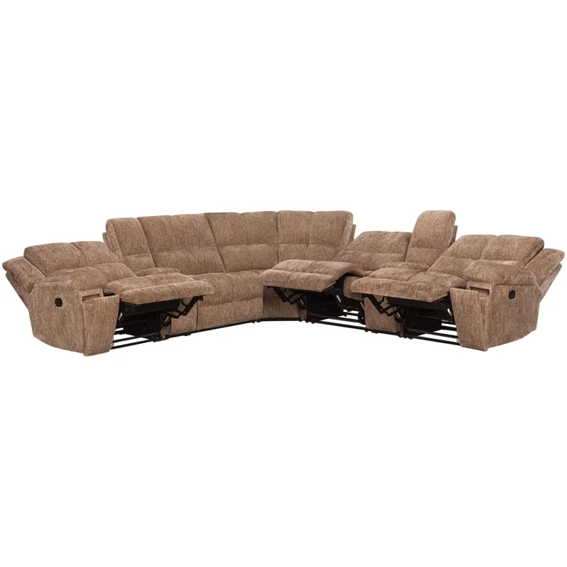 Bronco Plush Tobacco 7 Piece Modular Manual Reclining Sectional
