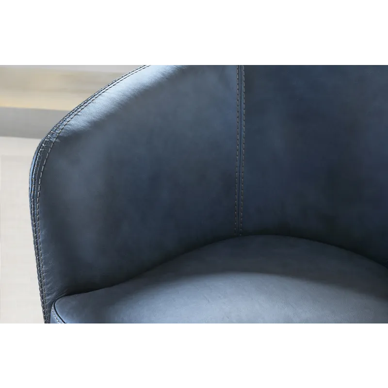 Barolo Vintage Navy 100% Italian Leather Swivel Club Chair Two Pack