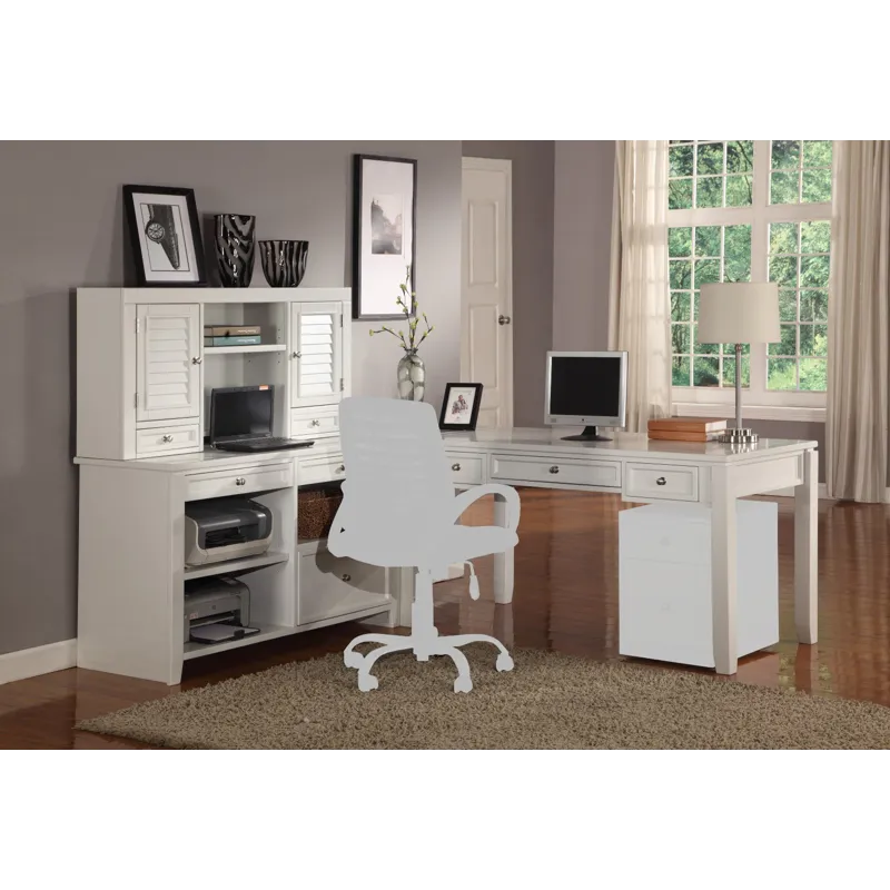 Boca L Shape Desk with Credenza and Hutch