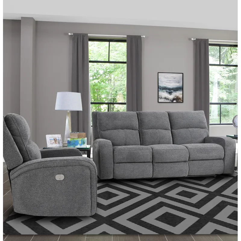 Polaris Bizmark Grey Power Reclining Sofa and Recliner