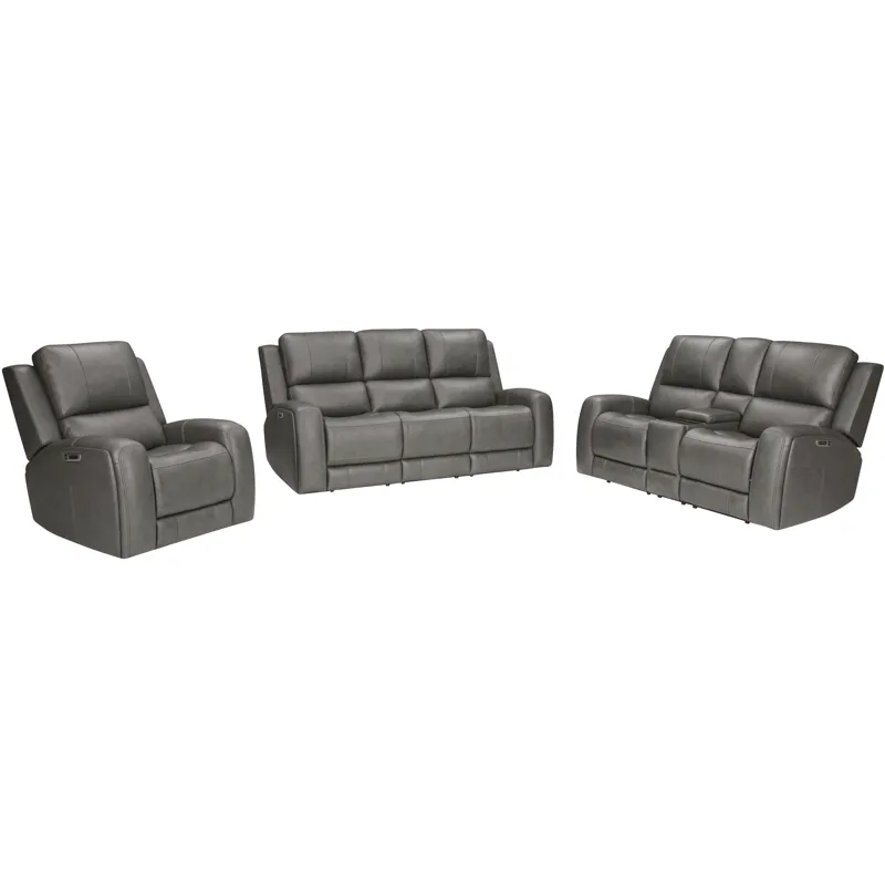 Belmont Autumn Fog Zero Gravity Power Reclining Sofa Loveseat and Recliner
