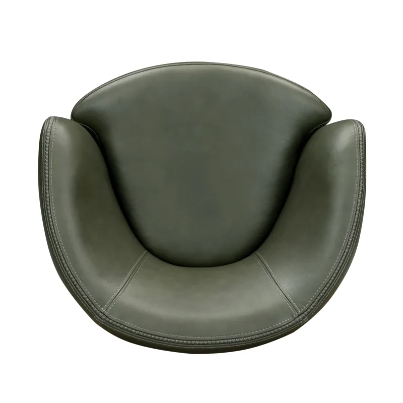 Barolo Lyric Sage 100% Italian Leather Swivel Club Chair Two Pack