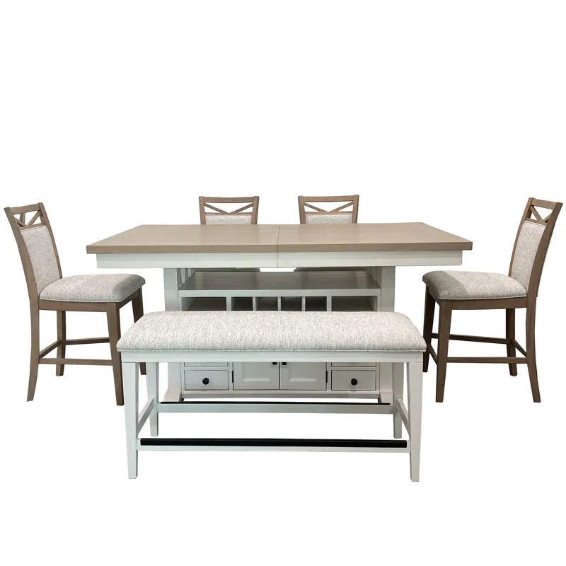 Americana Modern Dining 72 inch Island Counter Height Extendable Dining Table