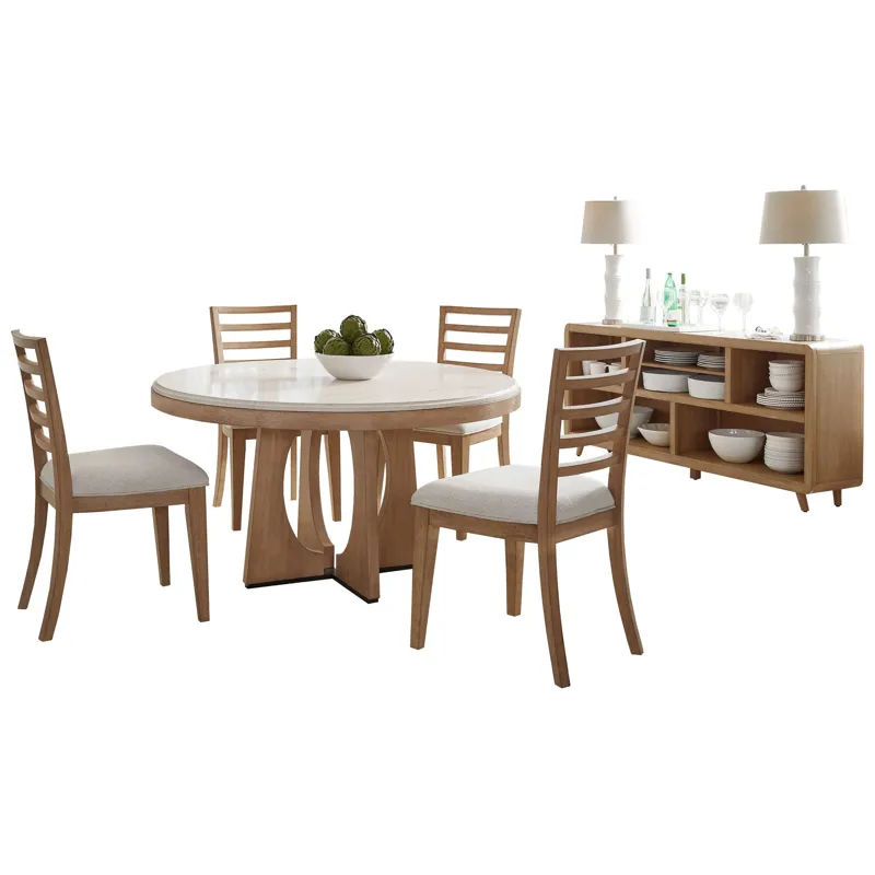 Escape Dining 54 Inch Round Table with Console and 4 Ladderback Chairs