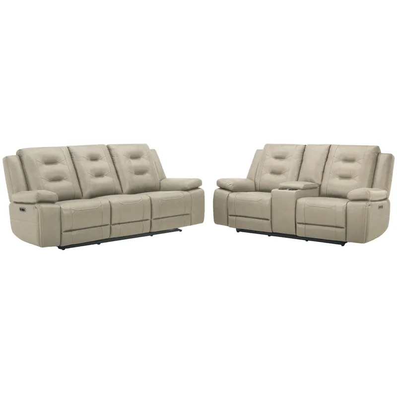 Caldwell Tahoe Fog Power Reclining Sofa and Loveseat