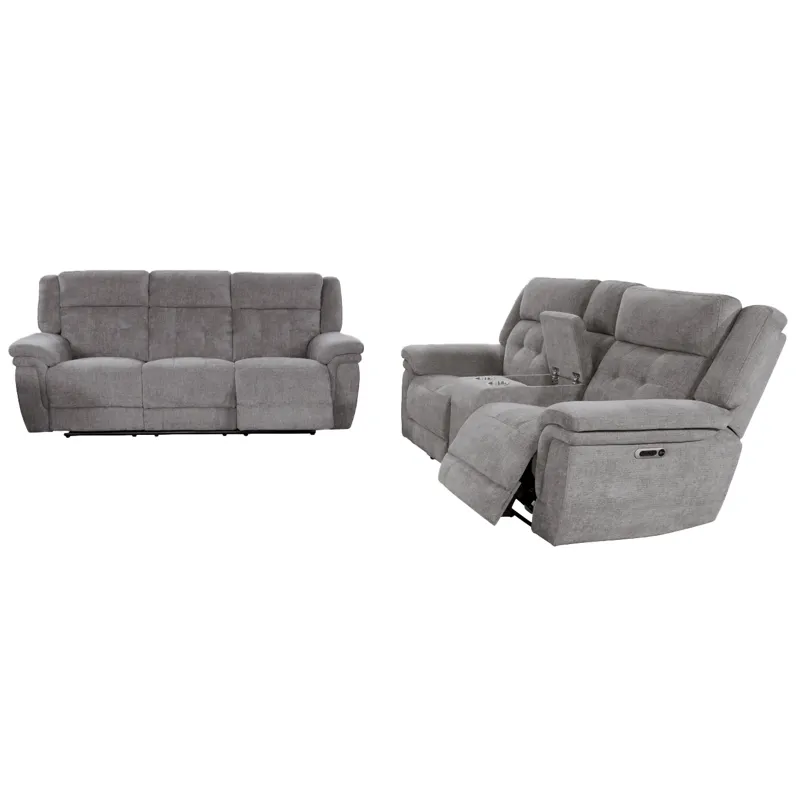 Richland Bristol Grey Power Reclining Sofa and Loveseat