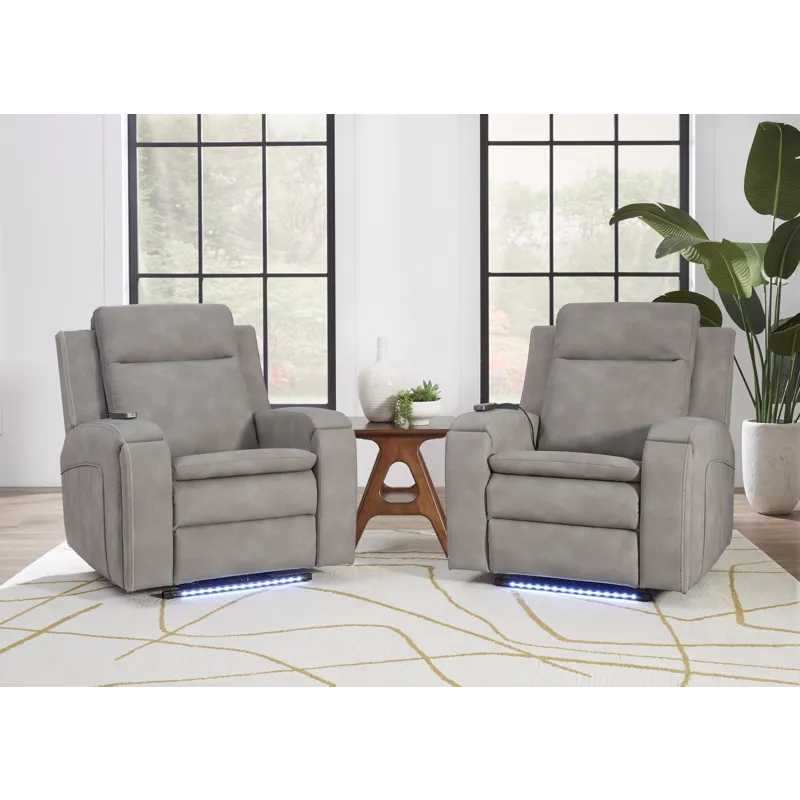 Armstrong Buffy Taupe Power Recliner with Heat Massage and Auto-Glide Two Pack