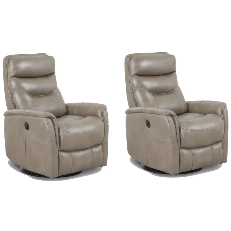 Gemini Linen Power Swivel Glider Recliner Two Pack
