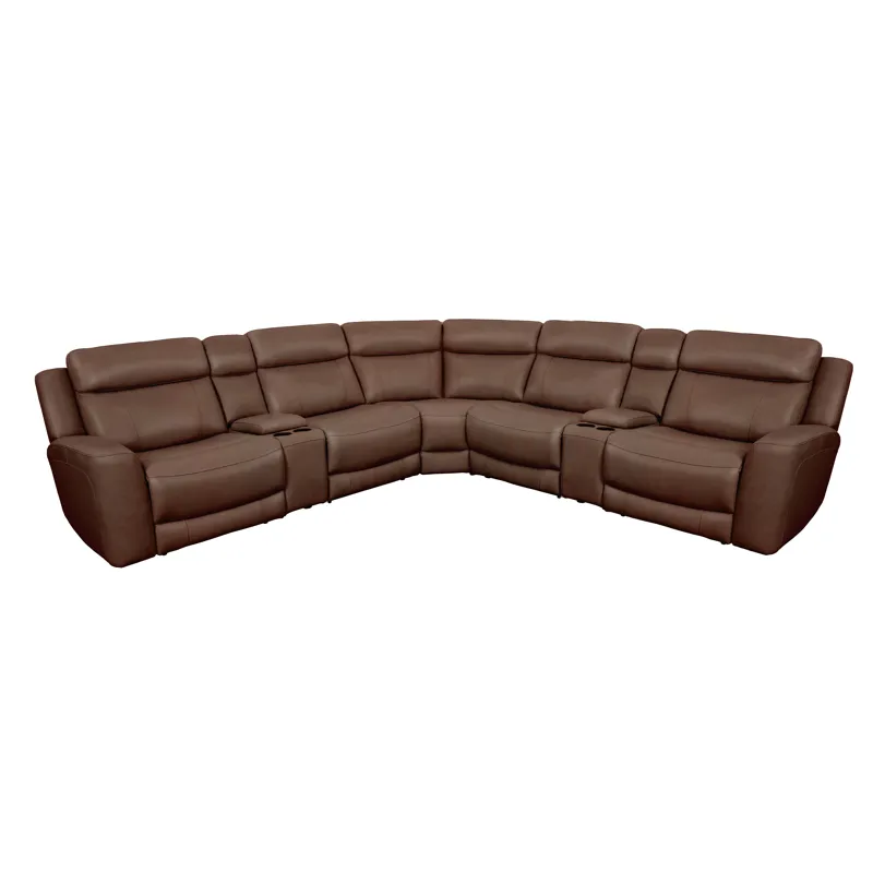 Calgary Autumn Umber 7 Piece Modular Reclining Sectional with Power Adjustable Headrests
