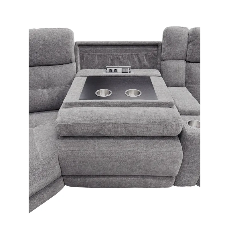 Richland Bristol Grey 7 Piece Modular Power Reclining Sectional with Power Adjustable Headrests