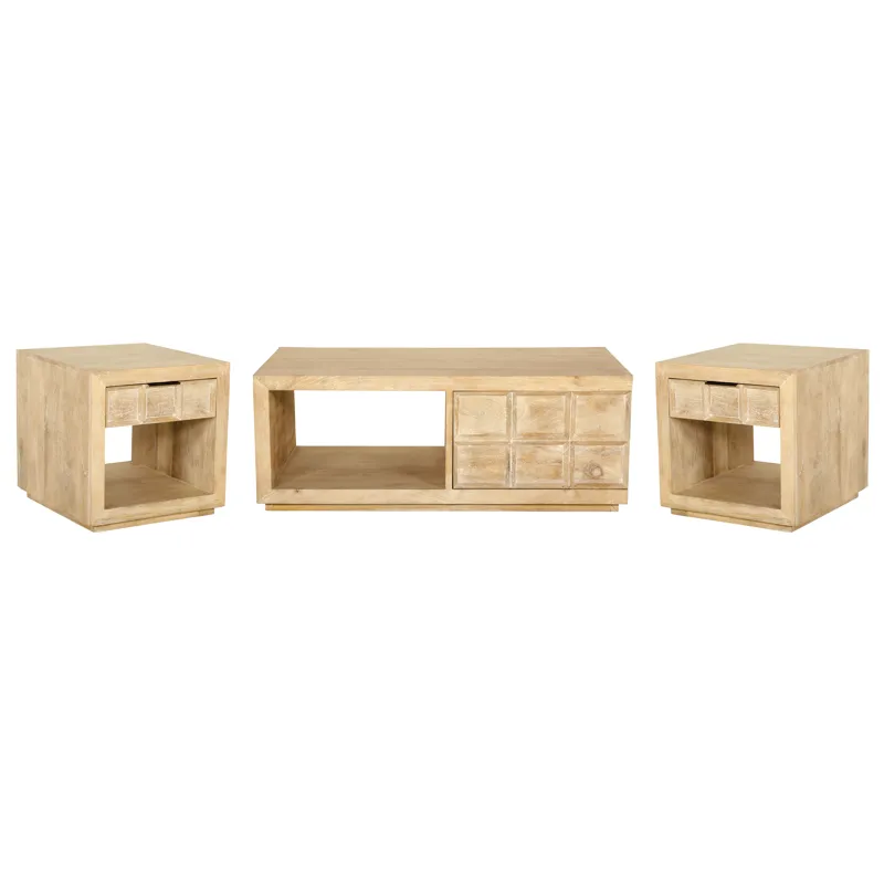 Laguna Rectangular Storage Cocktail Table with 2 End Tables