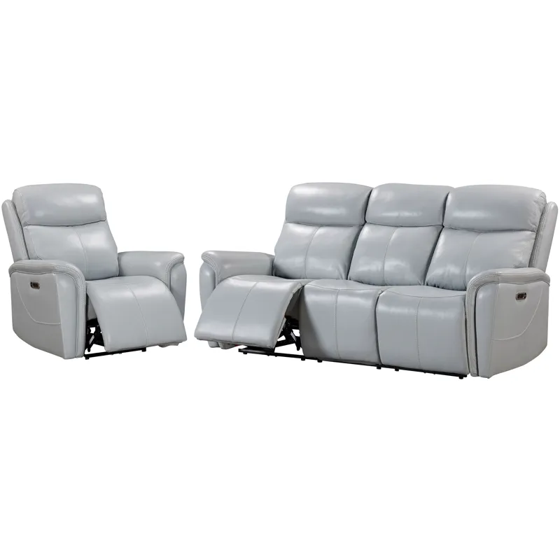 Cascade Seamist Grey Power Reclining Sofa and Recliner