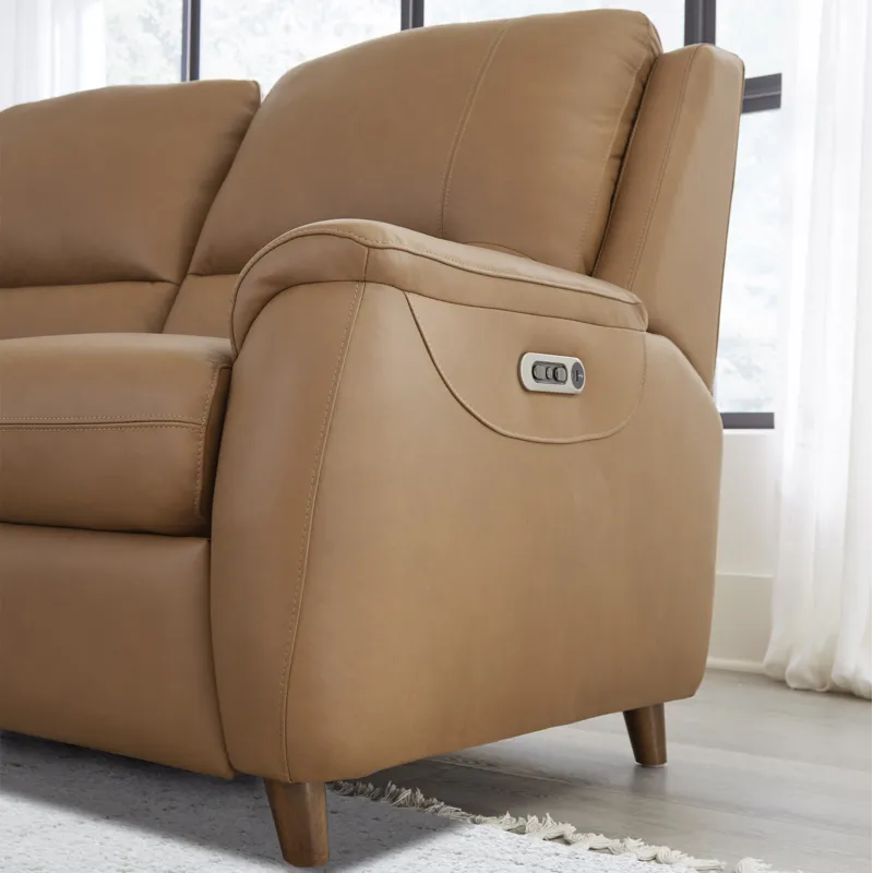 Austin Caramel Cream Power Reclining Sofa and Loveseat