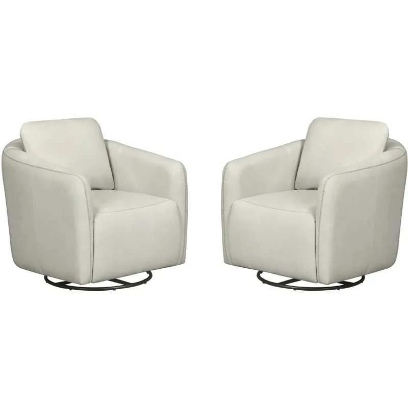 Dante Renaissance Ivory Swivel Glider Accent Chair Two Pack