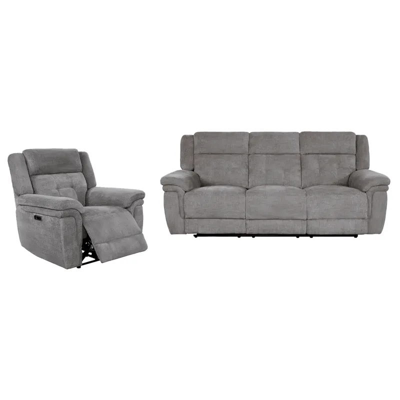 Richland Bristol Grey Power Reclining Sofa and Recliner