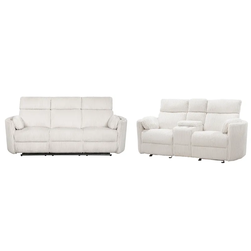 Radius Mega Ivory Power Reclining Sofa and Loveseat
