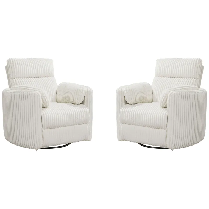 Radius Mega Ivory Power Swivel Glider Recliner Two Pack