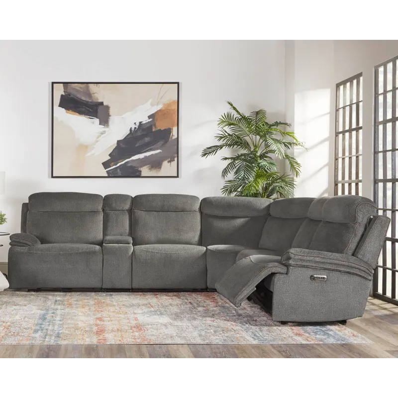 Alpine Airy Midnight 6 Piece Zero Gravity Power Reclining Sectional with Power Adjustable Headrests