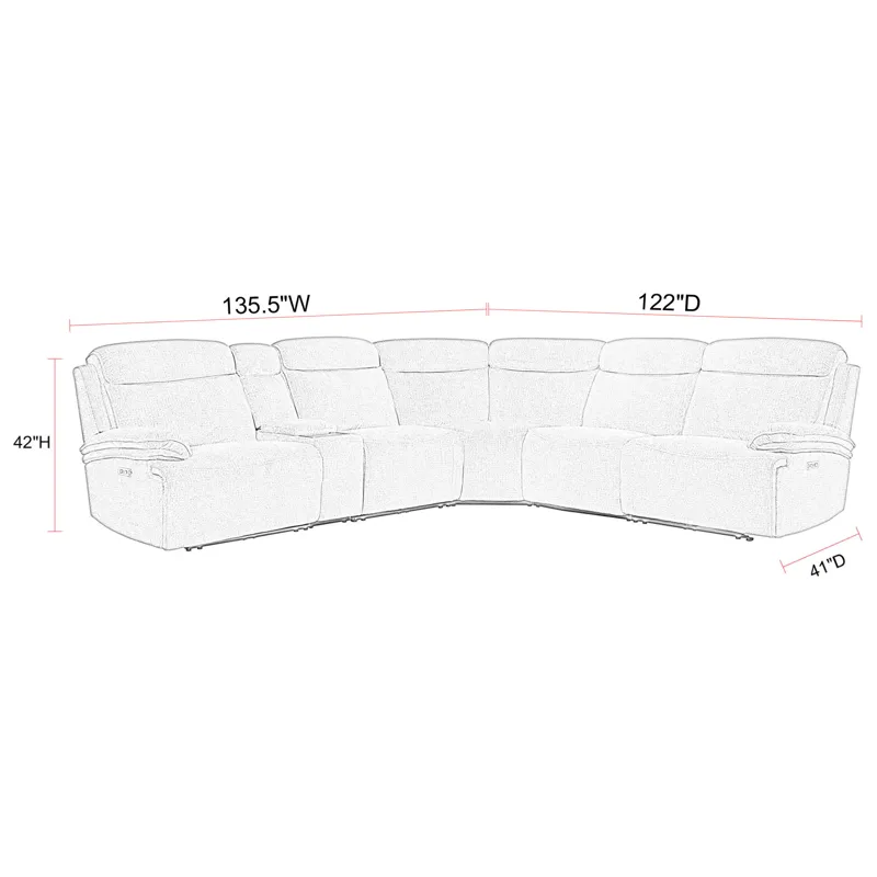 Alpine Airy Midnight 6 Piece Zero Gravity Power Reclining Sectional with Power Adjustable Headrests