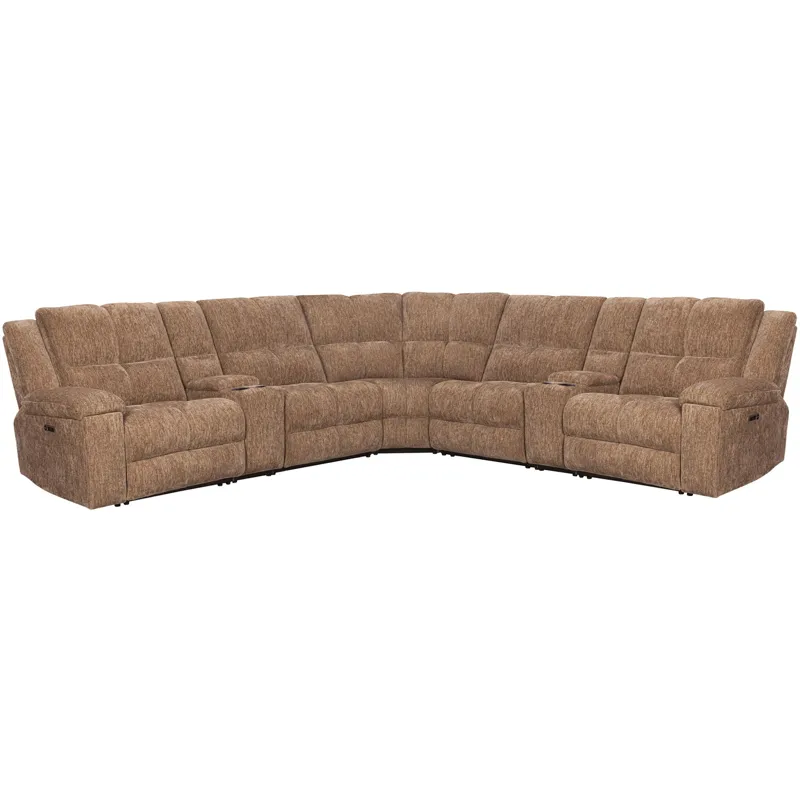 Bronco Plush Tobacco 7 Piece Modular Zero Gravity Power Reclining Sectional with Power Adjustable Headrests