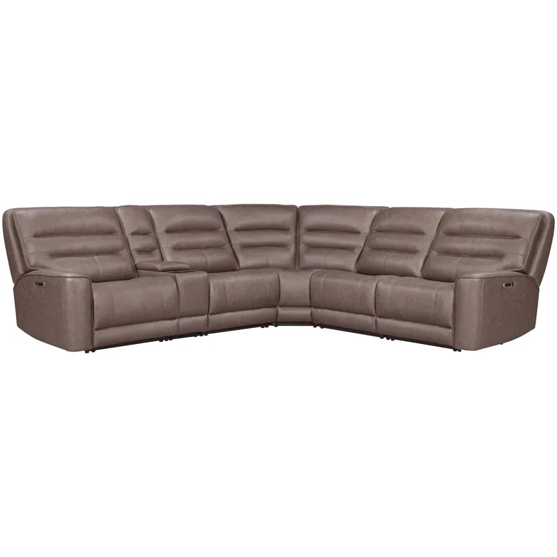 Lawson Sydney Brunette 6 Piece Modular Zero Gravity Power Reclining Sectional with Adjustable Headrests