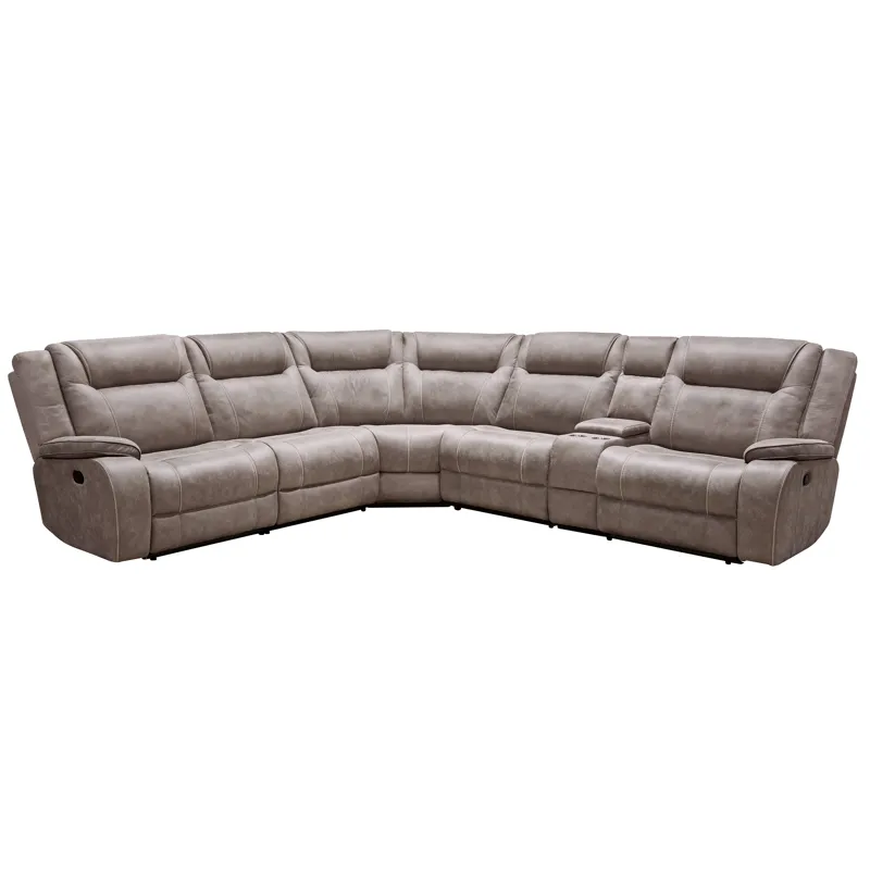 Blake Desert Taupe 6 Piece Modular Reclining Sectional and Entertainment Console