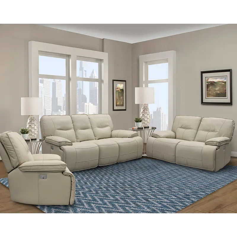 Spartacus Oyster Power Reclining Sofa Loveseat and Recliner