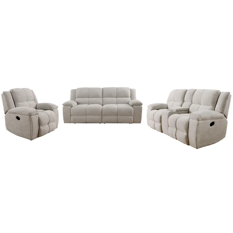Buster Opal Taupe Manual Reclining Sofa Loveseat and Recliner
