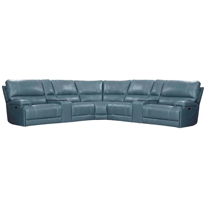 Whitman Verona Azure - Powered By Freemotion 7 Piece Modular Power Reclining Sectional with Power Ad