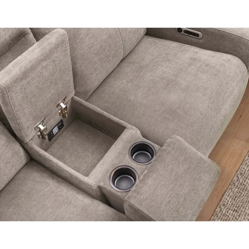Traxton Jasper Taupe Power Zero Gravity Tilt Console Loveseat P3