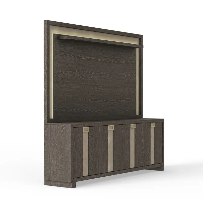 Ascent 92 Inch TV Console with Hutch and Back Panel