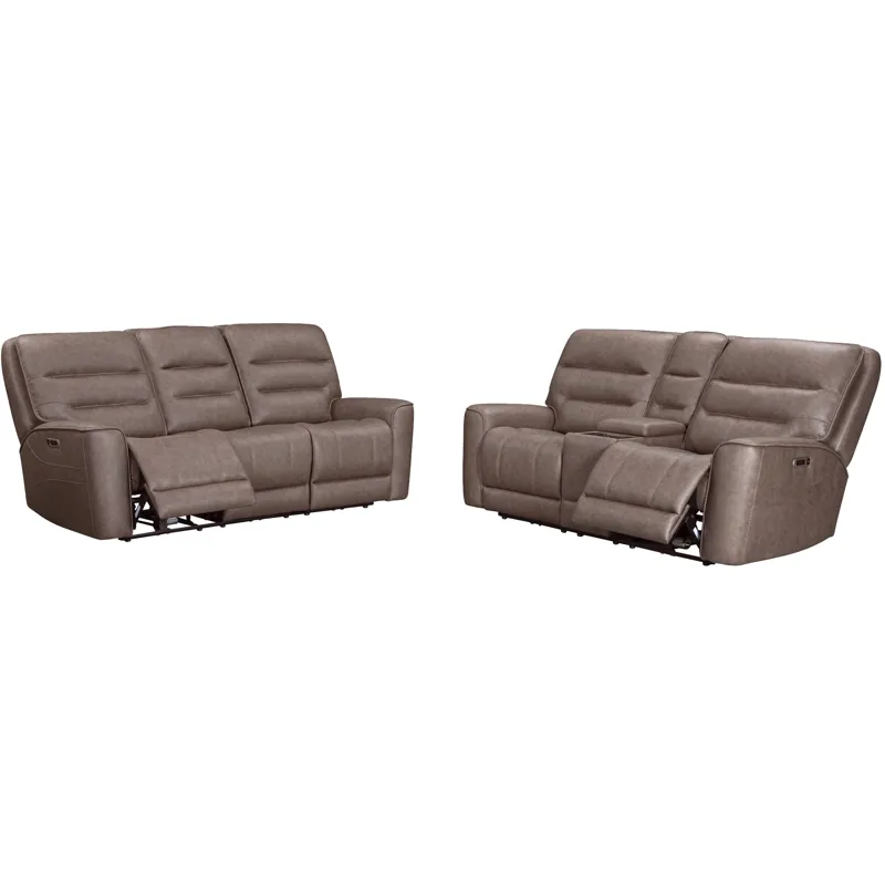 Lawson Sydney Brunette Zero Gravity Power Reclining Sofa and Loveseat
