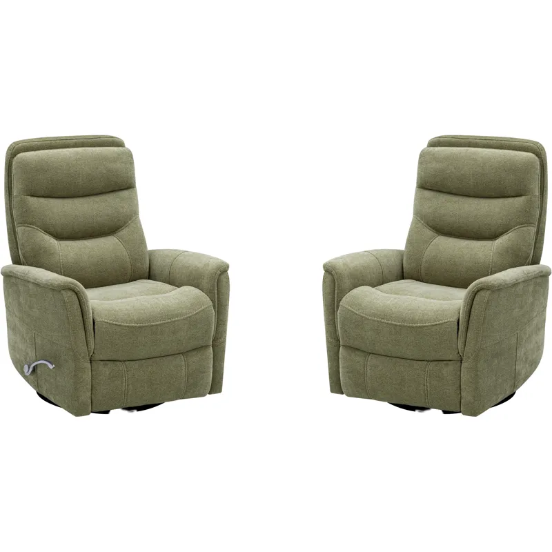 Gemini Snazzy Olive Manual Swivel Glider Recliner Two Pack