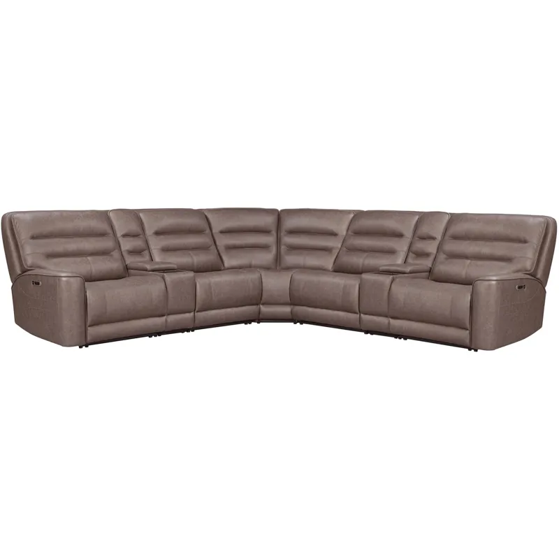 Lawson Sydney Brunette 7 Piece Modular Zero Gravity Power Reclining Sectional with Adjustable Headrests