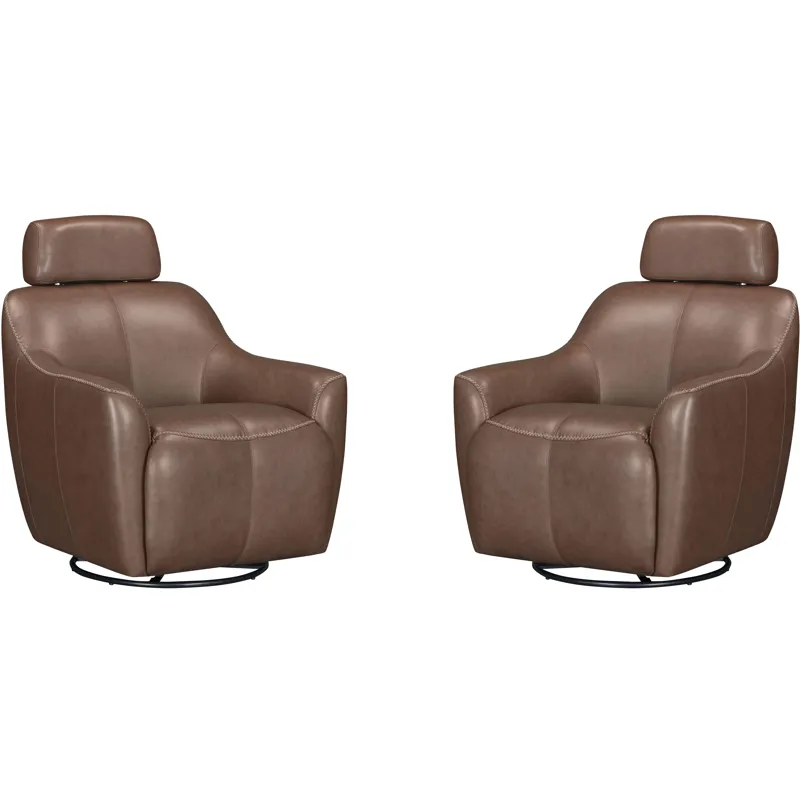 Miles Renaissance Tobacco Swivel Gliding Accent Chair Two Pack