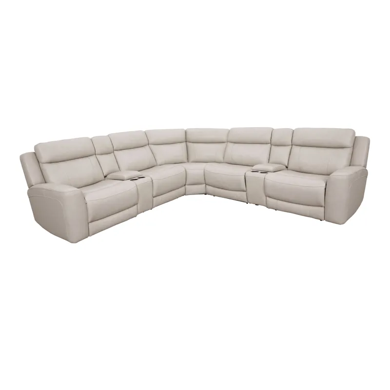 Calgary Stone 7 Piece Modular Reclining Sectional with Power Adjustable Headrests