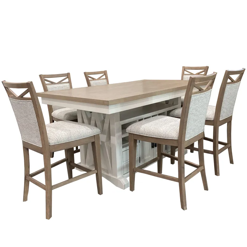 Americana Modern Dining 72 inch Island Counter Height Extendable Dining Table