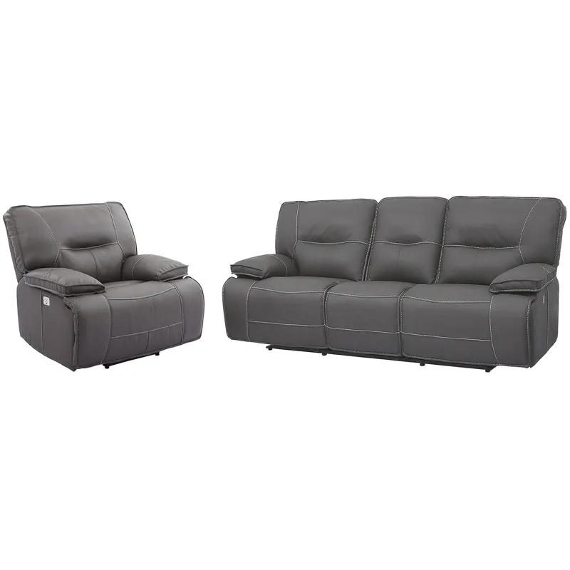 Spartacus Haze Power Reclining Sofa and Recliner