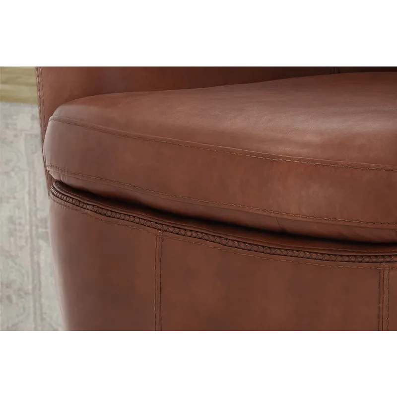 Barolo Vintage Whiskey 100% Italian Leather Swivel Club Chair Two Pack