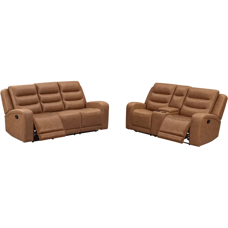 Napa Wrangler Clay Manual Triple Recline Sofa and Loveseat