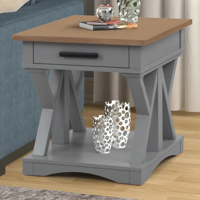 Americana Modern Dove Cocktail Table with 2 End Tables