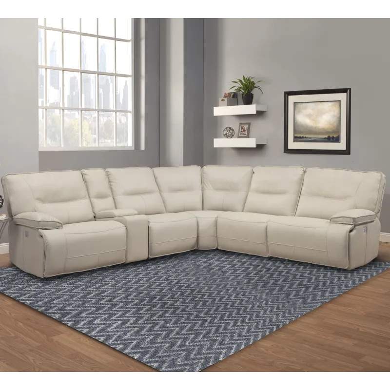 Spartacus Oyster 6 Piece Modular Power Reclining Sectional with Power Adjustable Headrests