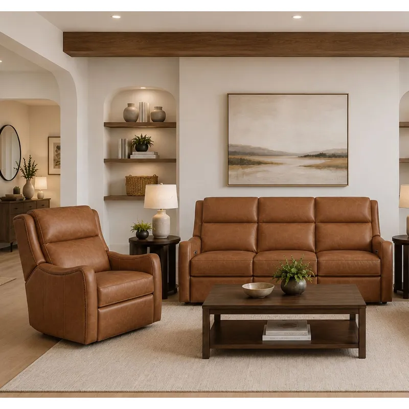 Channing Renaissance Cinnamon Power Zero Gravity Sofa and Recliner