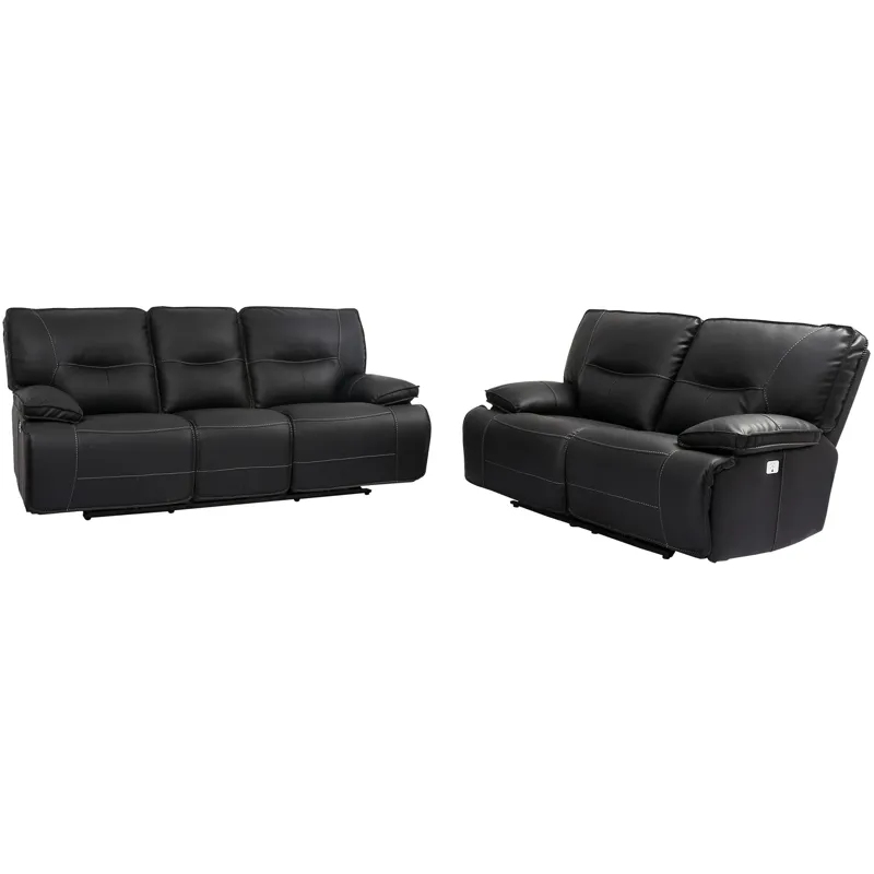 Spartacus Black Power Reclining Sofa and Loveseat